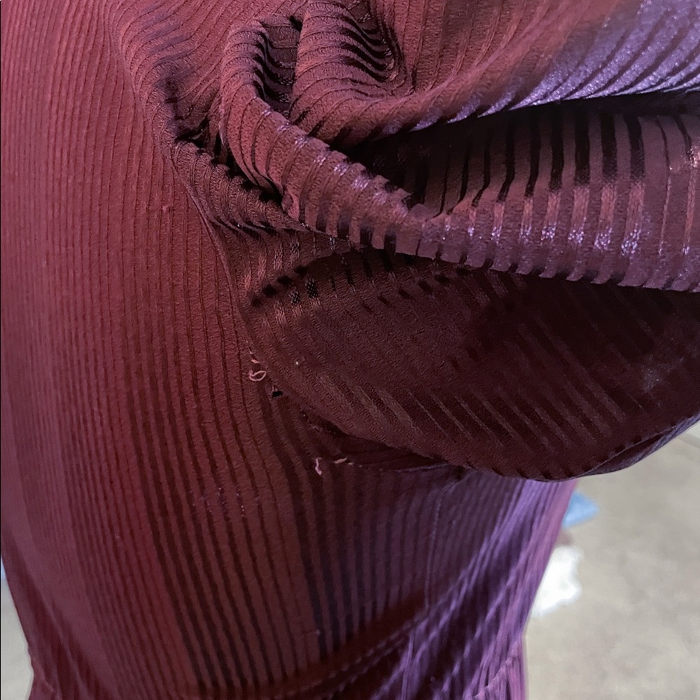 Vintage Merlot Ruffle High-Neck Puff Sleeve Dress - Picture 7 of 12